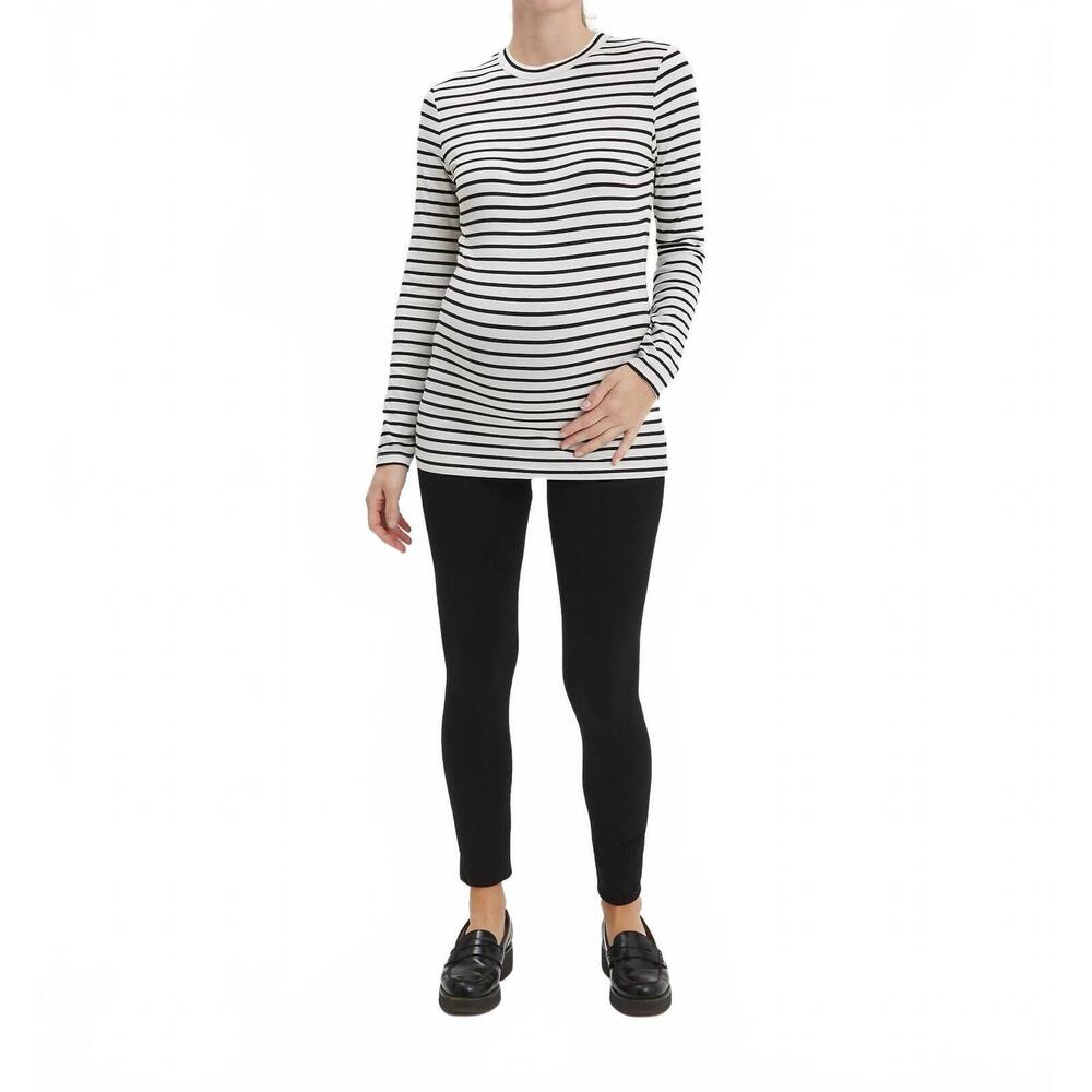 NEW NOM MATERNITY liv long sleeve tee in white black stripe
